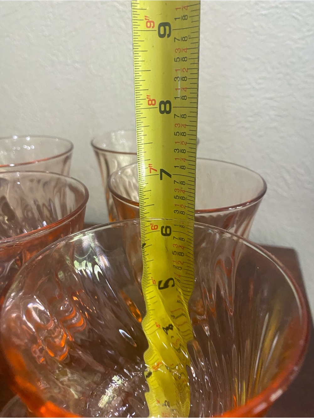 Vintage, Set of 8, Luminarc ROSALINE Pink Swirl Wine Glasses made in France - Picture 6 of 6